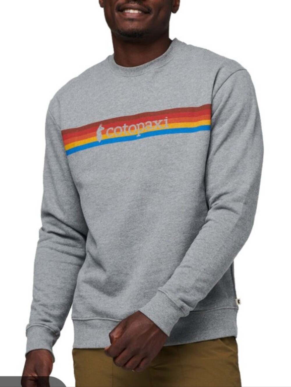 cotopaxi On The Horizan Organi Gray Crewneck Sweatshirt Retro Stripe Size XL